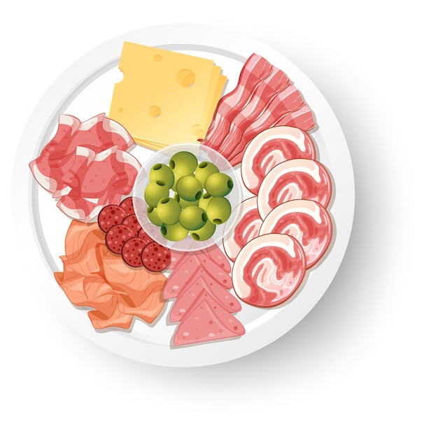 Juego de fiambres con diferentes embutidos en bandeja