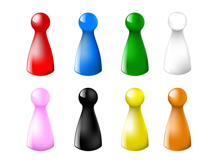 Vector juego de fichas de juego de color contador sobre un fondo blanco. ilustración