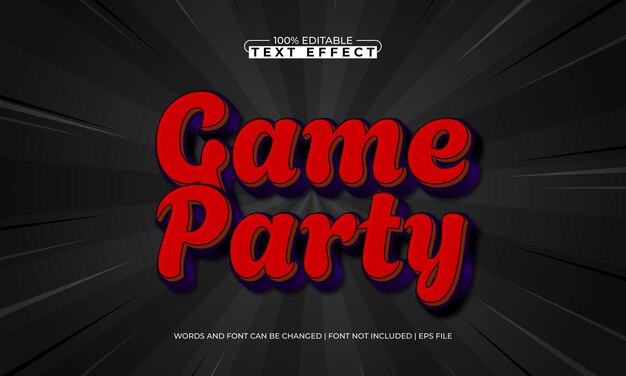 juego de fiesta efecto de texto editable con un estilo de texto agradable y para niños