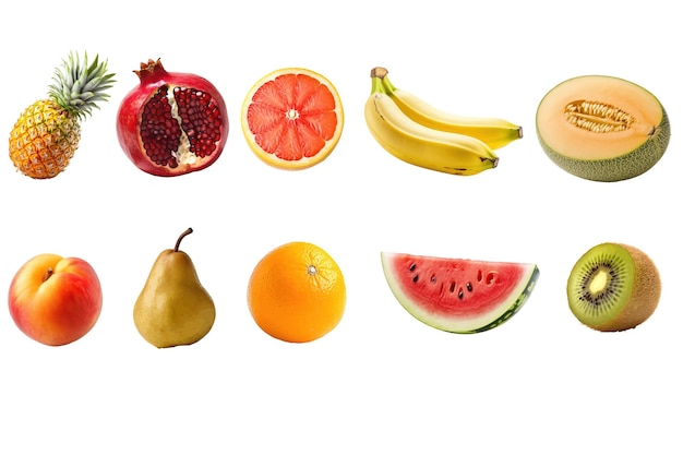 Juego de frutas coloridas ilustración de vector plano aislado