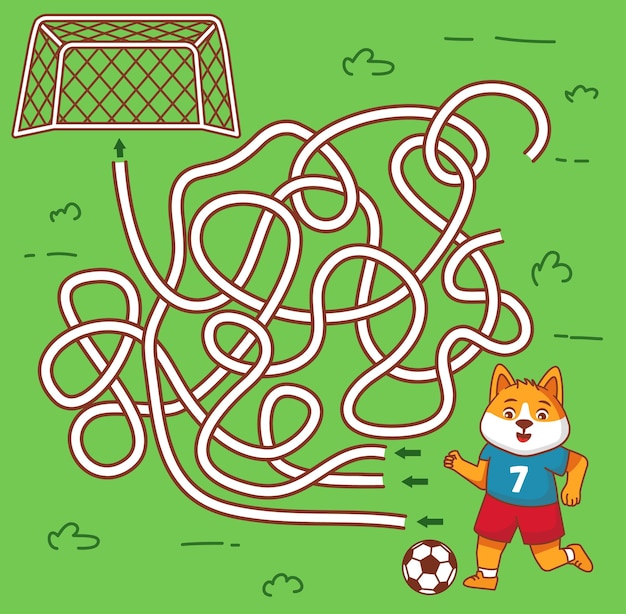 Un juego de fútbol de laberinto para perros anotar un gol un juego para que los niños desarrollen la lógica jugo de laberinto o laberinto