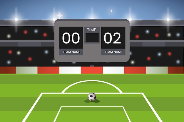 un juego de fútbol con el marcador que muestra la puntuación para el juego