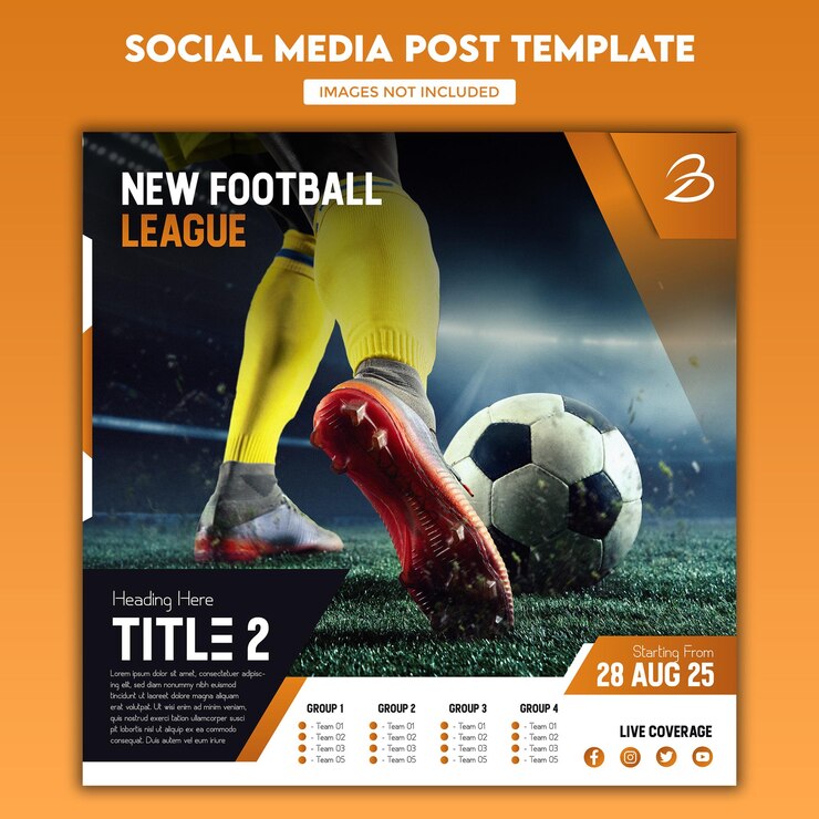 Juego de fútbol, redes sociales, gráficos.