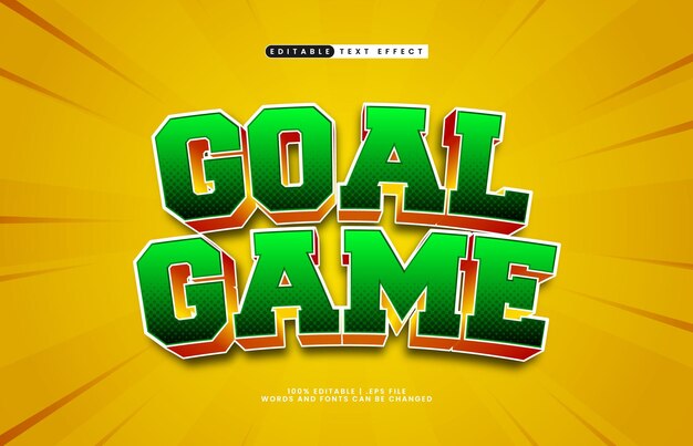 juego de gol efecto de texto editable con un estilo de texto de patada y fútbol