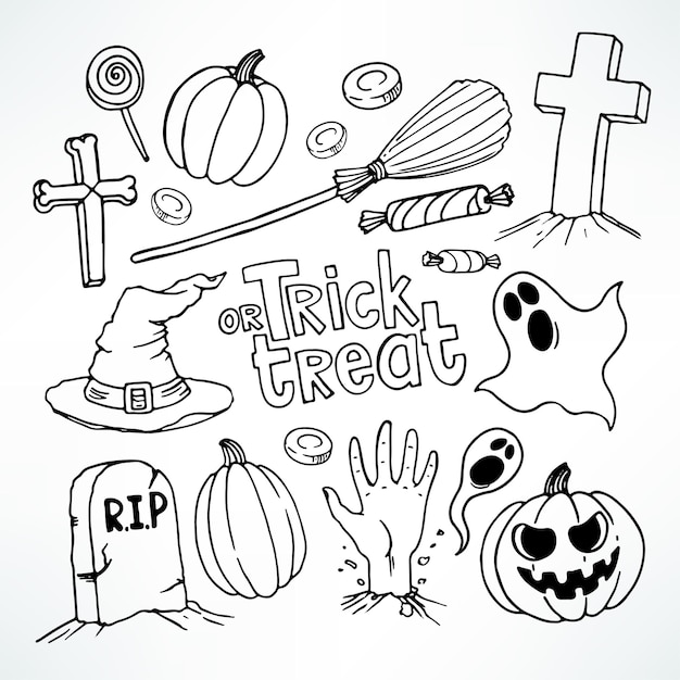 Vector juego de halloween. con lindos símbolos de vacaciones.