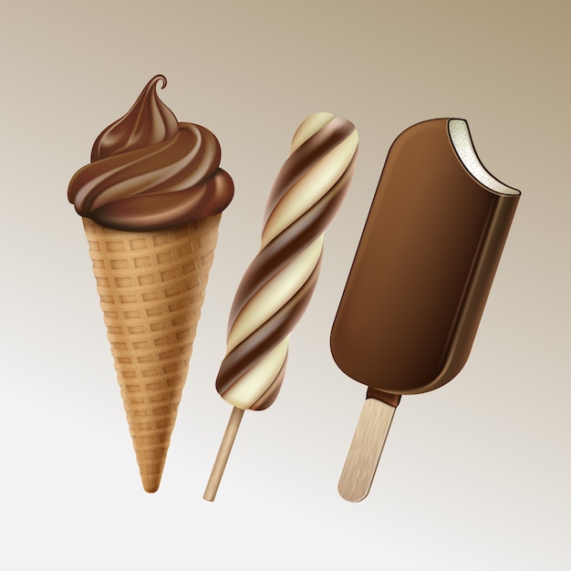 Vector juego de helado de paleta clásica