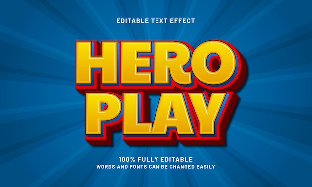 juego de héroes efectos de texto editables con un héroe y tema de juego