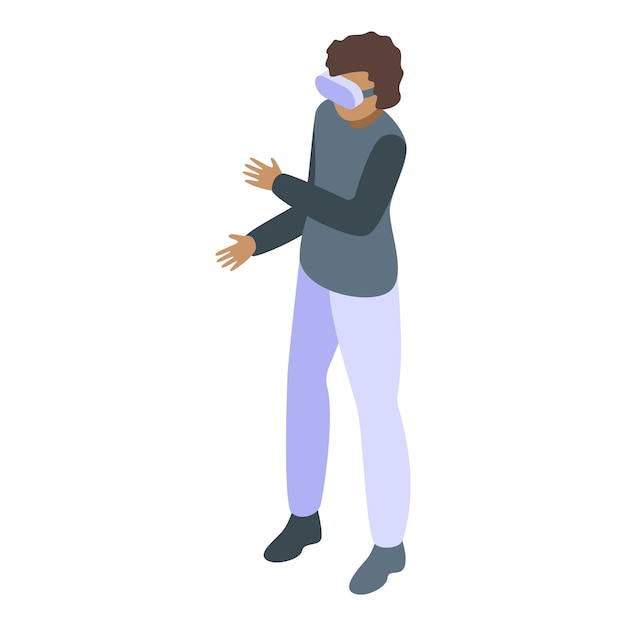 Juego de icono de niño vr vector isométrico Juego de computadora