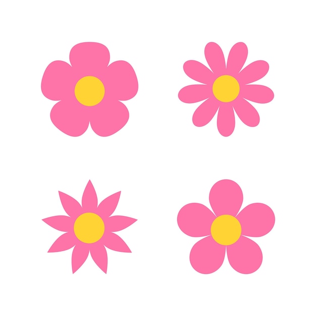 Un juego de iconos decorativos con flores rosas