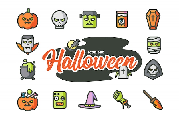 Vector juego de iconos halloween