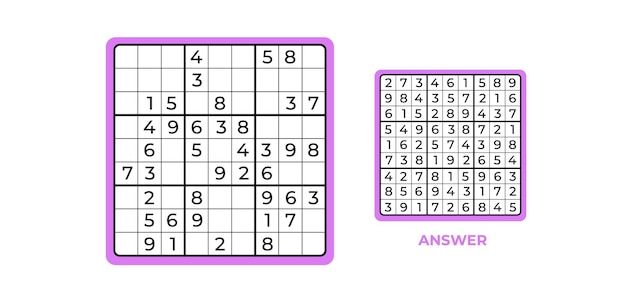 Juego intelectual de sudoku con números Juego educativo para la actividad cerebral