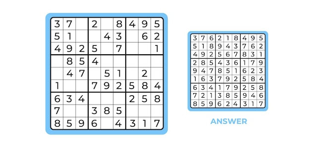 Juego intelectual de sudoku con números Juego educativo para la actividad cerebral