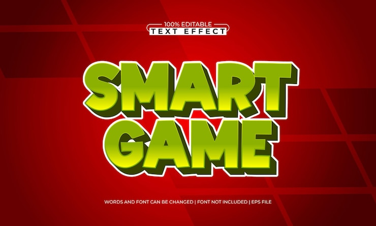 Vector juego inteligente efecto de texto editable con un estilo de texto de juego y niños