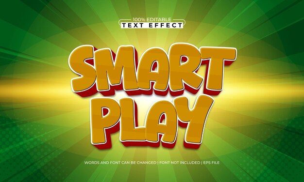 juego inteligente efecto de texto editable con un juego de juego y estilo de texto para niños