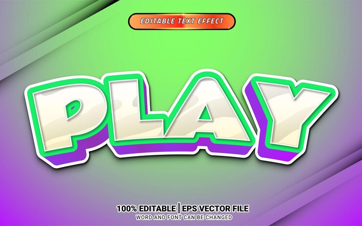 Vector juego de juego 3d efecto de texto vector designa