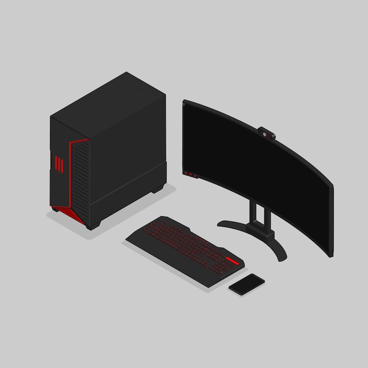 Vector juego de juegos de pc isométrico 3d