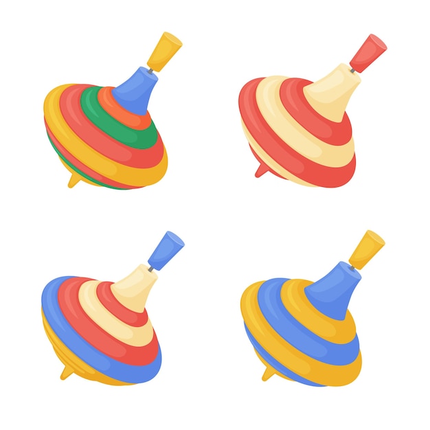 Un juego de juguetes torbellino La imagen de un vórtice multicolor Un brillante juguete giratorio para niños Ilustración vectorial aislada en un fondo blanco