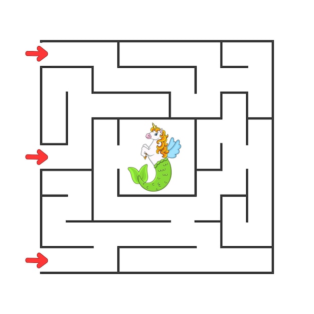 Juego de laberinto cuadrado para niños Rompecabezas para niños Personaje feliz Laberinto enigma