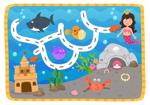 Juego de laberinto educativo para niños Ilustración