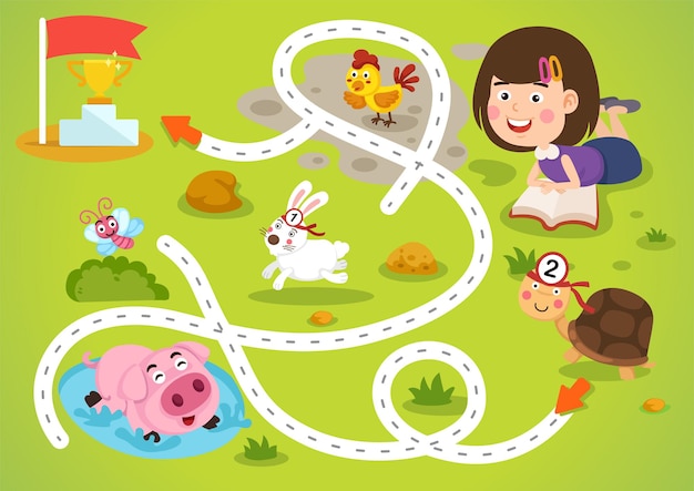 Vector juego de laberinto educativo para niños ilustración