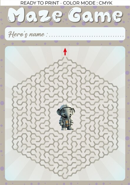 Un juego de laberinto laberinto sálvame elefante personaje