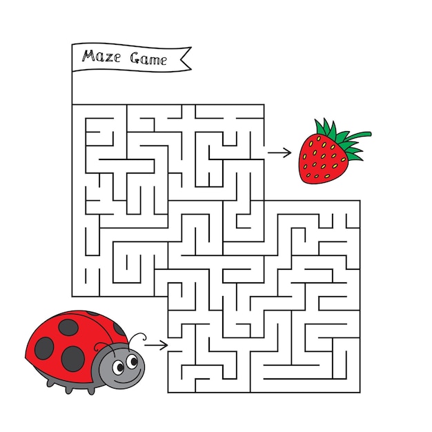Juego de laberinto de mariquitas de dibujos animados
