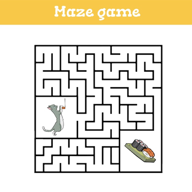 juego de laberinto para niños hoja de trabajo de dibujos animados lindo