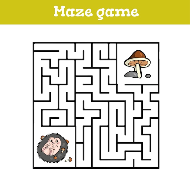 Juego de laberinto para niños Ilustración de hoja de trabajo de dibujos animados lindo