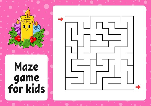 Juego de laberinto para niños Laberinto divertido Hoja de trabajo de actividad Rompecabezas para niños estilo de dibujos animados Acertijo lógico