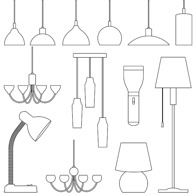 Juego de lámparas de diferentes tipos Candelabros lámparas bombillas lámpara de mesa linterna lámpara de pie