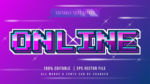 Juego en línea Shiny 3d Text Style Effect. Estilo de texto de ilustrador editable.