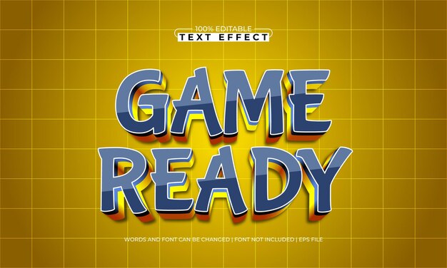 juego listo efecto de texto editable con un estilo de texto de juego y juego