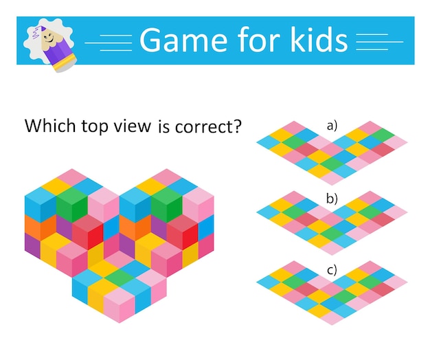 Juego de lógica ¿Cuál es la vista superior correcta? Prueba de entrenamiento de IQ Inteligencia visual La respuesta es B