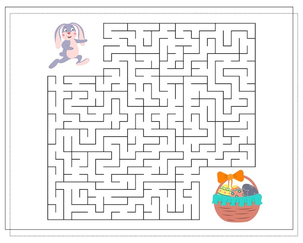 El juego de lógica infantil atraviesa el laberinto. Ayuda a la liebre a encontrar el camino hacia el vector del huevo de Pascua.