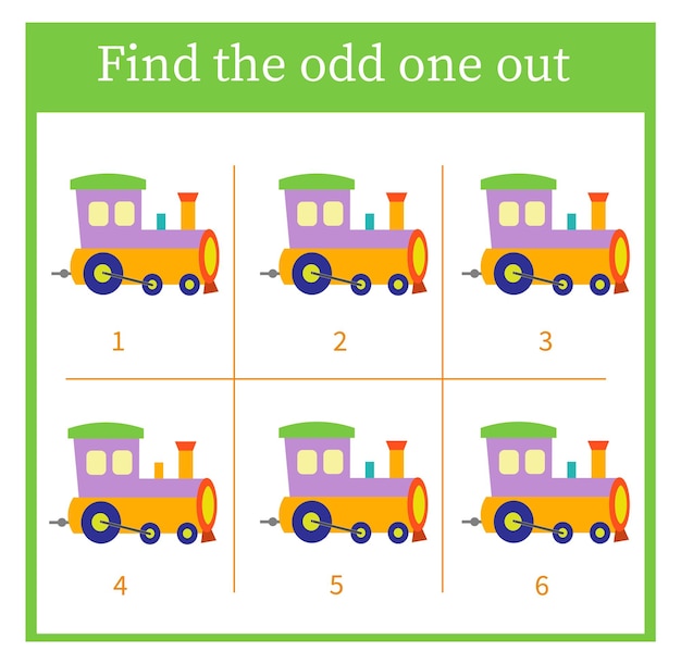 Juego de lógica para niños Encuentra el extraño Actividad de hoja de trabajo preescolar Ilustración vectorial
