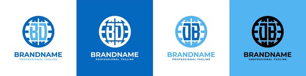 Juego de logotipos Letter BD y DB Globe adecuado para cualquier empresa con iniciales BD o DB