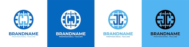 Juego de logotipos Letter CJ y JC Globe adecuado para cualquier empresa con iniciales CJ o JC