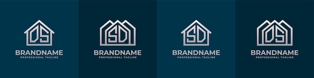 Juego de logotipos Letter DS y SD Home Adecuado para cualquier negocio relacionado con el interior de la construcción de bienes raíces con iniciales DS o SD