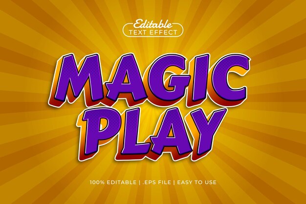 juego mágico efecto de texto editable con un estilo de texto de juego y niños