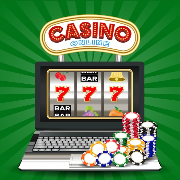 juego de máquina tragamonedas de casino en línea en la computadora portátil