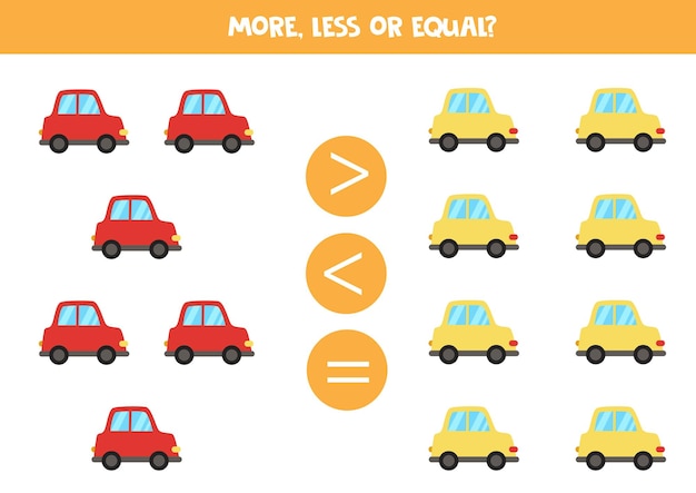 Juego de matemáticas con dibujos animados de coches de colores