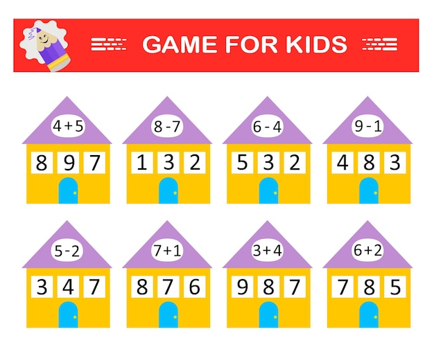 Juego de matemáticas para niños Encerrar la respuesta correcta Actividad de hoja de trabajo preescolar Numero rango hasta 10