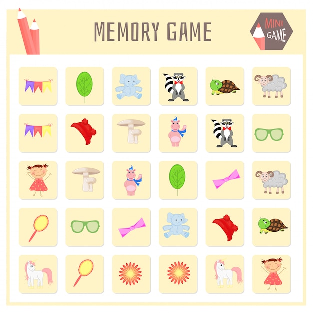 Juego de memoria para niños, gráficos vectoriales de mapas de animales