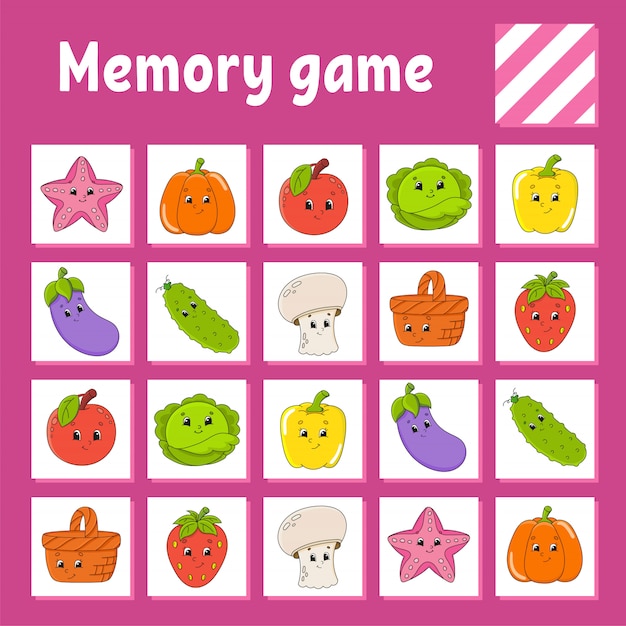 Juego de memoria para niños. hoja de trabajo de desarrollo educativo.