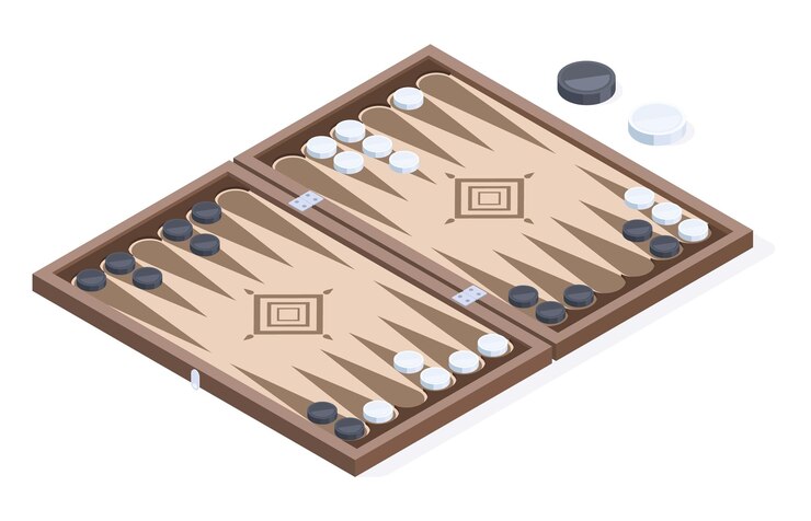 Vector juego de mesa de backgammon isométrico juego de mesa de ocio juego de backgammon de recreación juego tradicional árabe libanés turco ilustración de vector 3d aislado sobre fondo blanco