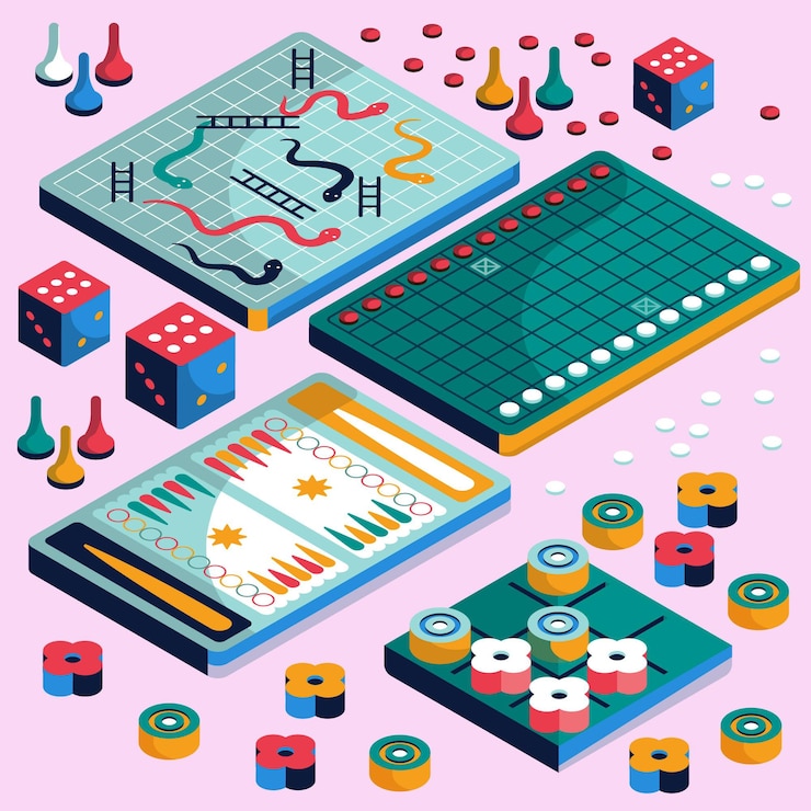 Vector juego de mesa diseño isométrico.