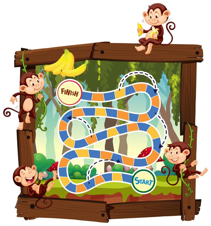 Vector juego de mesa mono en la jungla