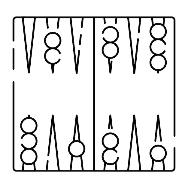 Juego de mesa o juego de mesa línea icono vector e ilustración Diversión y actividad Backgammon o nard