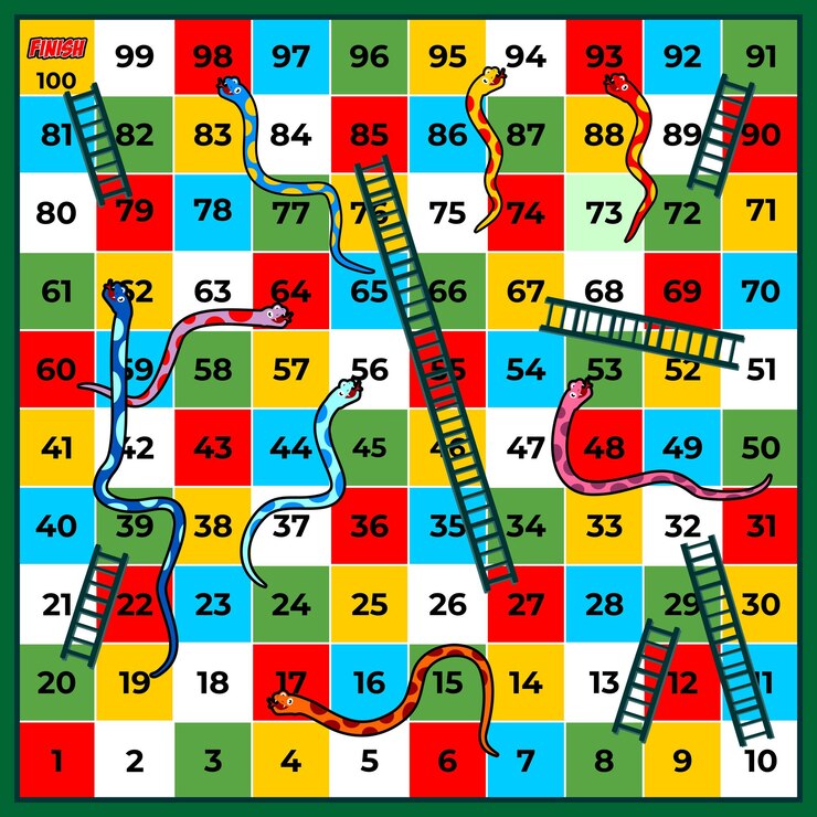 Vector juego de mesa de serpientes y escaleras vectoriales para niños