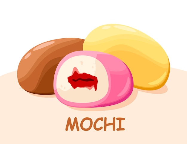 Un juego de mochi. postres japoneses.